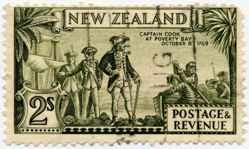 James Cook has appeared regularly on New Zealand stamps