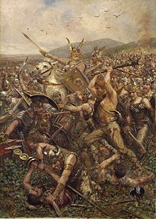 Painting of the Battle of the Teutoburg Forest the great Germanic victory in 9 AD