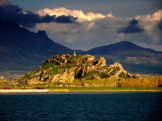 The ancient fortress of Van  is located east of Lake Van in the Van Province of Turkey