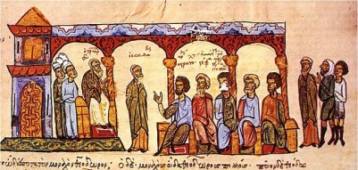 Ο Πατριάρχης Φώτιος συζητά με τους μαθητές του